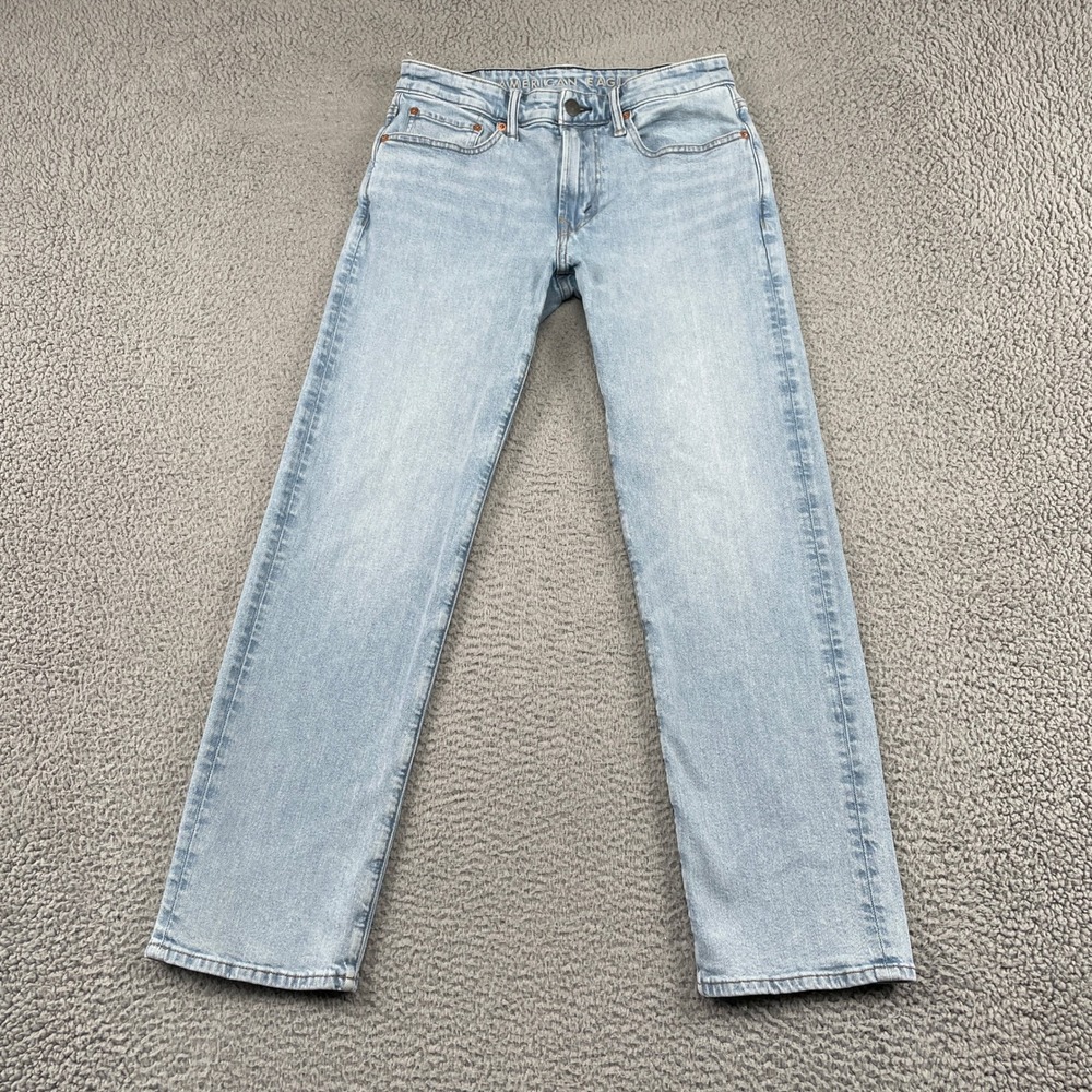 American Eagle Jeans Mens 29x32 Blue Relaxed Straight Easyflex Light Wash Denim